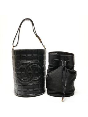 Chanel Shoulder Bag Lambskin Choco Bar